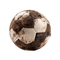 ai genererad fotboll boll täckt i smuts png isolerat på transparent bakgrund