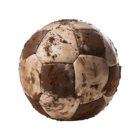 ai generiert Fußball Ball bedeckt im Schmutz png isoliert auf transparent Hintergrund