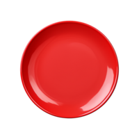 AI generated Top view red plate on transparent background png