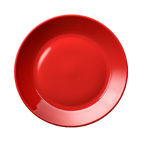 AI generated Top view red plate on transparent background png