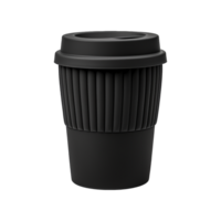 AI generated Black cup made of collapsible reusable plastic isolated on transparent background png