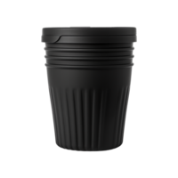 AI generated Black cup made of collapsible reusable plastic isolated on transparent background png