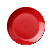 AI generated Top view red plate on transparent background png