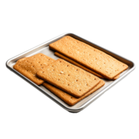 AI generated Baking sheet with graham crackers png isolated on transparent background
