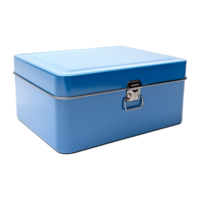 ai generato vuoto blu metallo scatola isolato su trasparente sfondo png