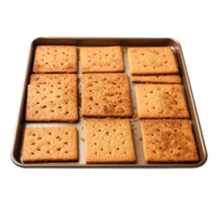 AI generated Baking sheet with graham crackers png isolated on transparent background