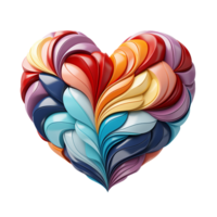 AI generated A heart relief with colorful stripes png isolated on transparent background