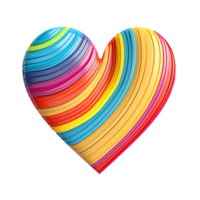 AI generated A heart relief with colorful stripes png isolated on transparent background