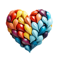 AI generated A heart relief with colorful stripes png isolated on transparent background