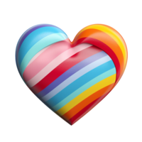 AI generated A heart relief with colorful stripes png isolated on transparent background