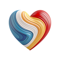 AI generated A heart relief with colorful stripes png isolated on transparent background