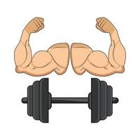 illustration of muscle with barbell vector