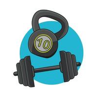 illustration of kettlebell and barbell vector