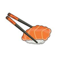 illustration  of sushi with chopsticks vector