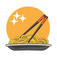 ilustración de fideos vector