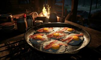 AI generated bacon and eggs is a classic camp foods photo