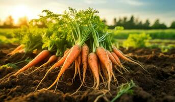 AI generated carrots growing on the ground photo
