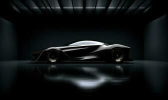 AI generated a black and white futuristic car on a surface photo