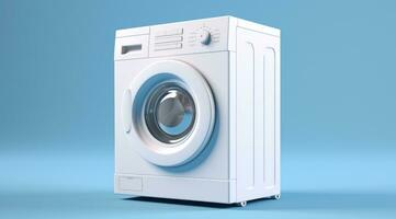 AI generated a white washing machine is shown on a blue background photo