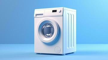 AI generated a white washing machine is shown on a blue background photo