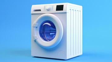 AI generated a white washing machine is shown on a blue background photo