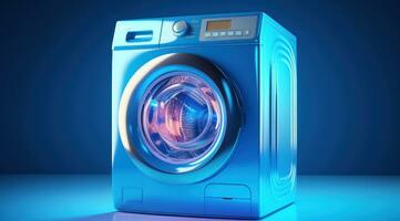 AI generated a washing machine on a blue background photo