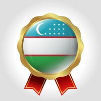 Creative Uzbekistan Flag Label Vector Design