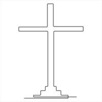 Continuous single line art symbol of religion vector illustration cross symbol of Christianity