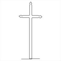 Continuous single line art symbol of religion vector illustration cross symbol of Christianity