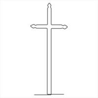 Continuous single line art symbol of religion vector illustration cross symbol of Christianity