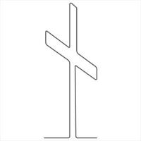 Continuous single line art symbol of religion vector illustration cross symbol of Christianity