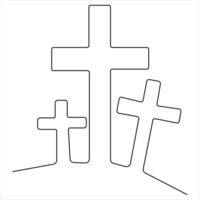 Continuous single line art symbol of religion vector illustration cross symbol of Christianity