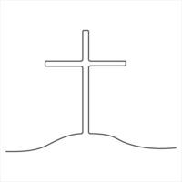 Continuous single line art symbol of religion vector illustration cross symbol of Christianity