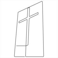 Continuous single line art symbol of religion vector illustration cross symbol of Christianity