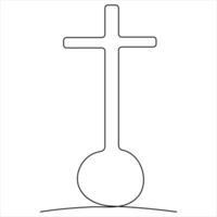 Continuous single line art symbol of religion vector illustration cross symbol of Christianity