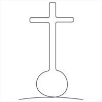 Continuous single line art symbol of religion vector illustration cross symbol of Christianity