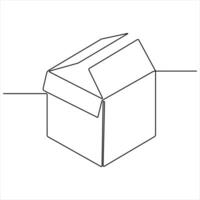 Continuous one line art drawing open box outline vector art minimalist design