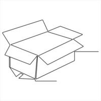 Continuous one line art drawing open box outline vector art minimalist design