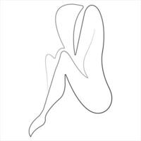 Beauty woman body one line art drawing naked female body outline vector illustration