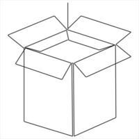 Continuous one line art drawing open box outline vector art minimalist design