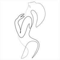 Beauty woman body one line art drawing naked female body outline vector illustration