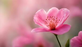 ai generado rosado flores en un borroso antecedentes foto