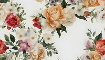 AI generated watercolor painting of flowers on a white background photo
