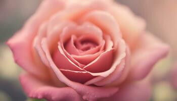 ai generado un cerca arriba de un rosado Rosa con borroso antecedentes foto