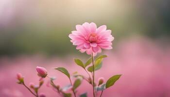 AI generated pink flower on a field with blurred background photo