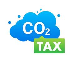 Vibrant vector graphic of a CO2 cloud with a TAX sign, symbolizing carbon tax policies and environmental awareness