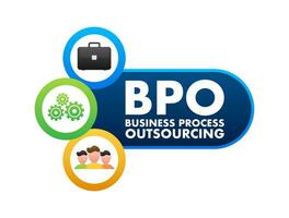 Business Process Outsourcing Concept Illustration with Gears and Teamwork Icons vector