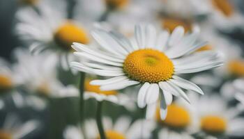 AI generated a close up of a bunch of white and yellow daisies photo