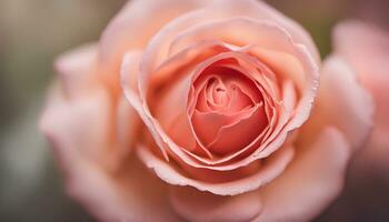 ai generado un cerca arriba de un rosado Rosa con un borroso antecedentes foto