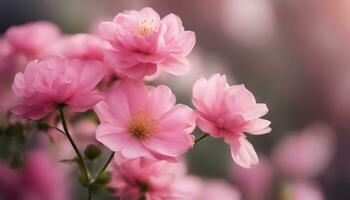 AI generated pink flowers are blooming in a field photo